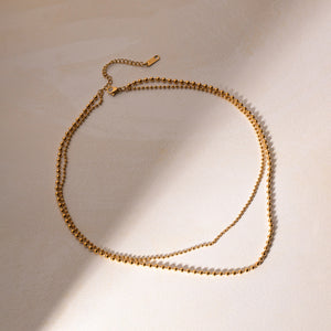 18K Gold-Plated Lobster Closure Bead Necklace