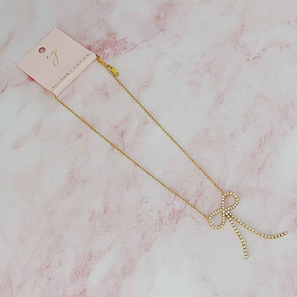 Adorable Shine Bow Necklace