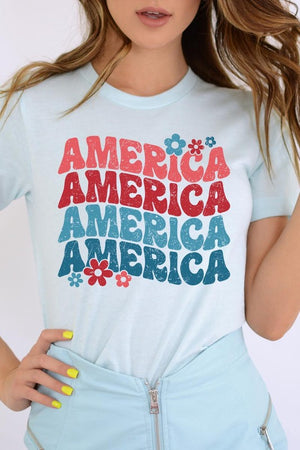 Groovy America USA 4th Of July Graphic T Shirts