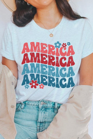 Groovy America USA 4th Of July Graphic T Shirts