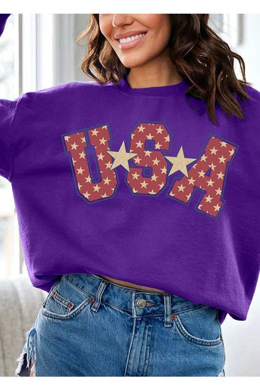 USA Star America Oversized Graphic Sweatshirts