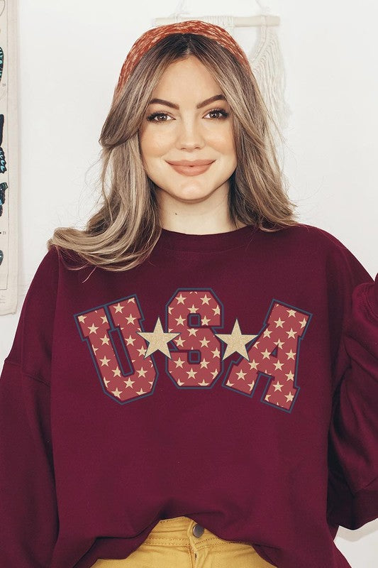 USA Star America Oversized Graphic Sweatshirts