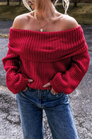 Off-Shoulder Long Sleeve Sweater