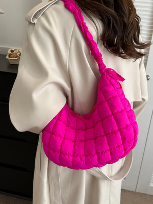 Bubble Texture Ruched Strap Quilted Shoulder Bag