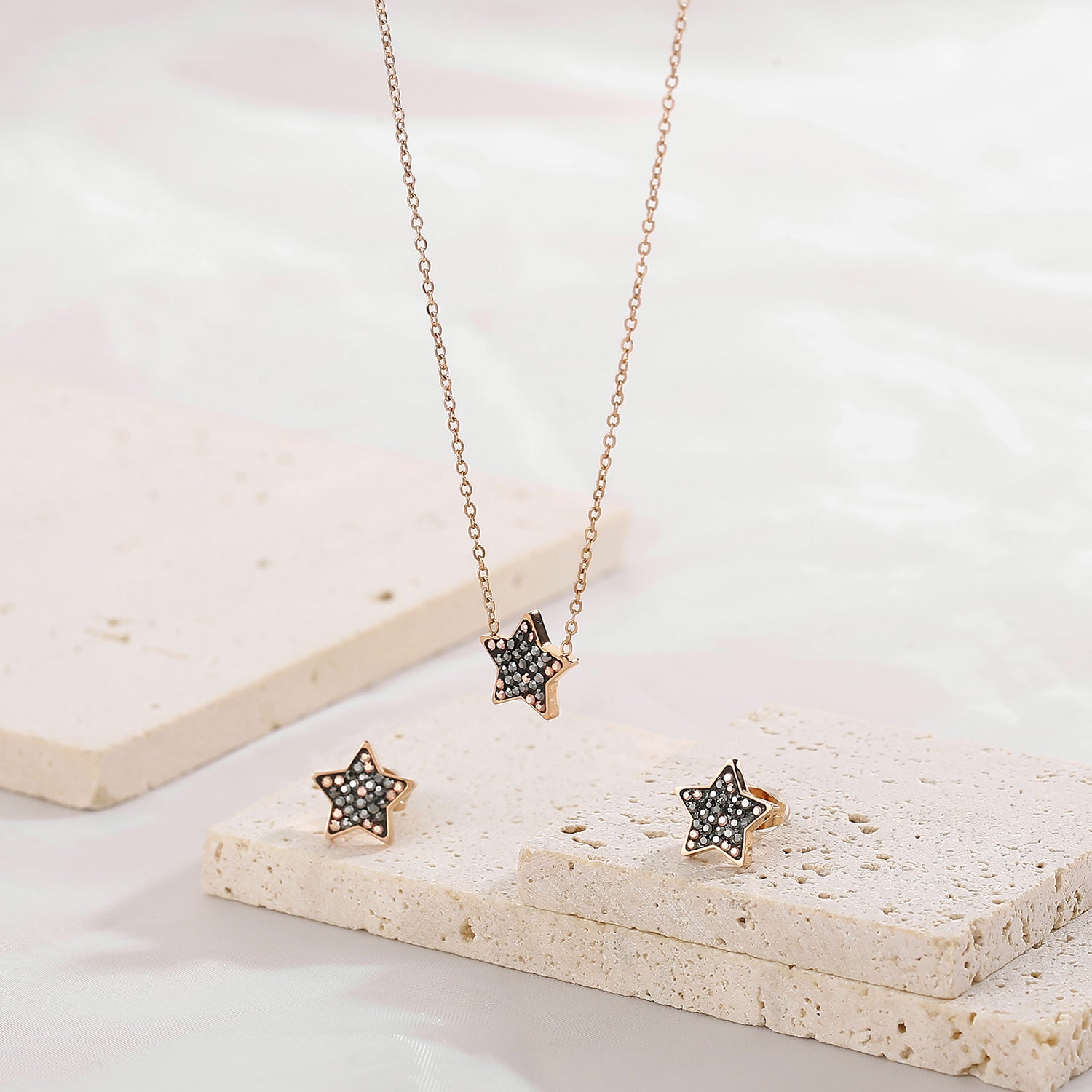 Star Necklace, Bracelet and Stud Earrings Jewelry Set