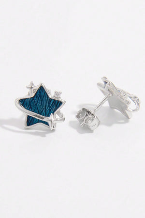 Sterling Silver Zircon Star Earrings