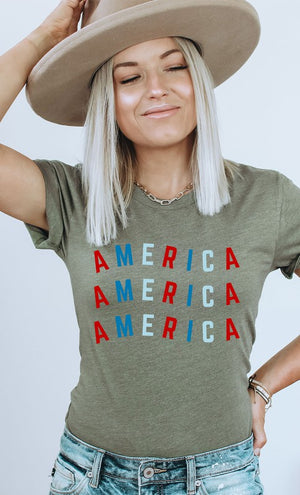 Red and Blue America PLUS Graphic Tee