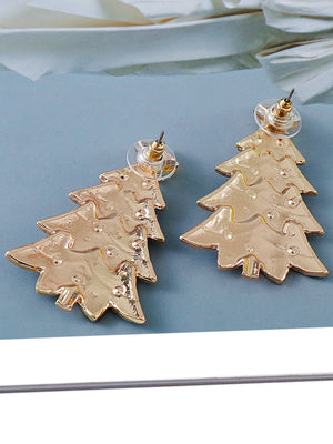 Alloy Inlaid Rhinestone Christmas Tree Earrings