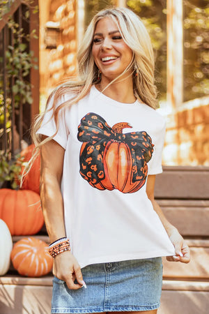 Pumpkin Round Neck Short Sleeve T-Shirt