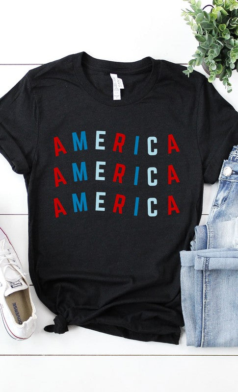 Red and Blue America PLUS Graphic Tee