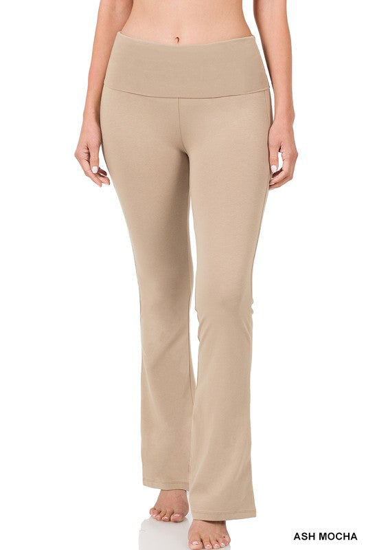 PREMIUM COTTON FOLD OVER YOGA FLARE PANTS