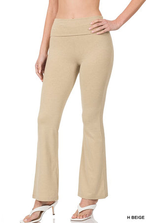 PREMIUM COTTON FOLD OVER YOGA FLARE PANTS