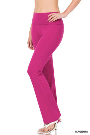 PREMIUM COTTON FOLD OVER YOGA FLARE PANTS