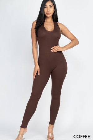 Scoop Neck Racer Back Bodycon Jumpsuit