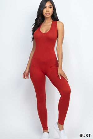 Scoop Neck Racer Back Bodycon Jumpsuit