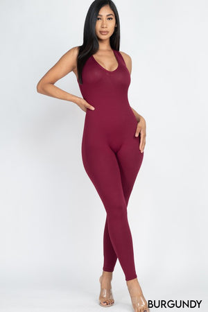 Scoop Neck Racer Back Bodycon Jumpsuit