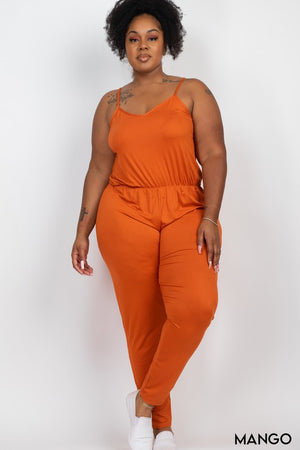 Plus Size Spaghetti Strap Elastic Waist Jumpsuit