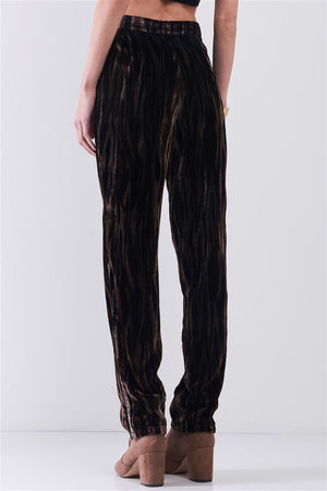 Tiger Stripe Velvet High Waist Pants