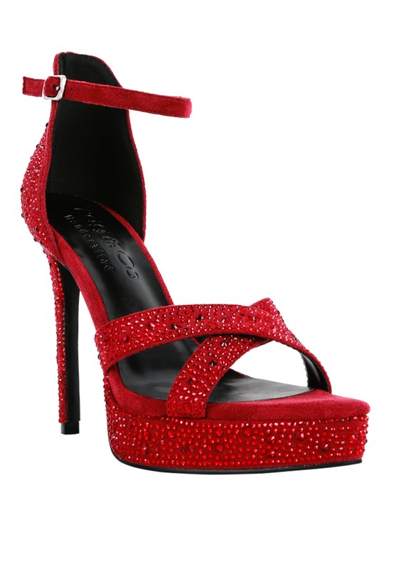 REGALIA Diamante Studded High Heel Dress Sandals