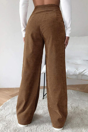 HIGH WAIST CORD WIDE LEG PANTS