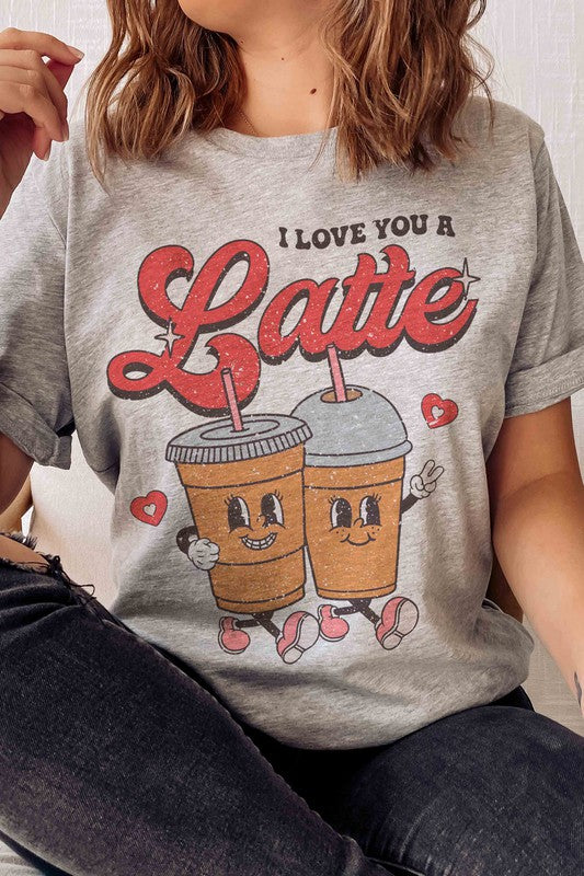 PLUS SIZE I LOVE YOU A LATTE GRAPHIC TEE