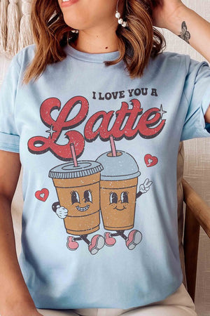 PLUS SIZE I LOVE YOU A LATTE GRAPHIC TEE