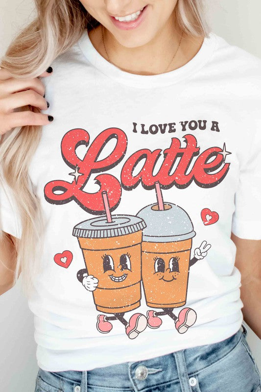 PLUS SIZE I LOVE YOU A LATTE GRAPHIC TEE