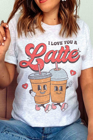 PLUS SIZE I LOVE YOU A LATTE GRAPHIC TEE