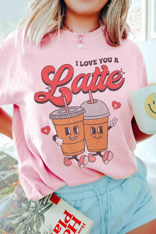 PLUS SIZE I LOVE YOU A LATTE GRAPHIC TEE