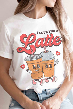 PLUS SIZE I LOVE YOU A LATTE GRAPHIC TEE