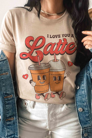 PLUS SIZE I LOVE YOU A LATTE GRAPHIC TEE