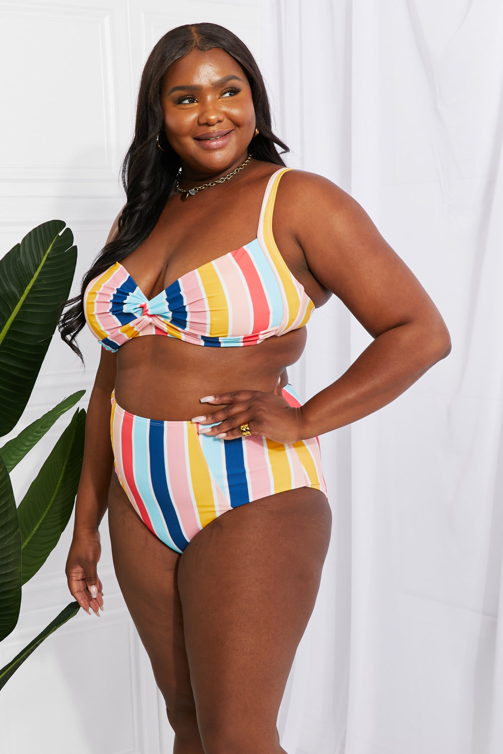 Take A Dip Twist High-Rise Bikini in Stripe