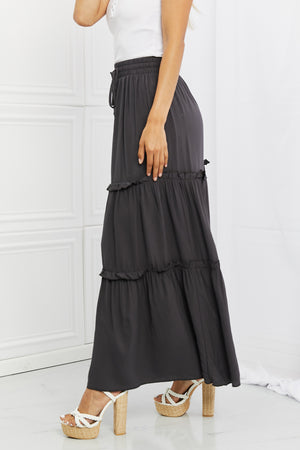 Summer Days Full Size Ruffled Maxi Skirt in Ash Grey