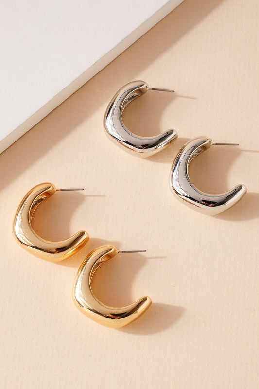 Rounded Open Hoop Earrings