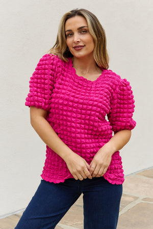 Bubble textured Puff Sleeve Top