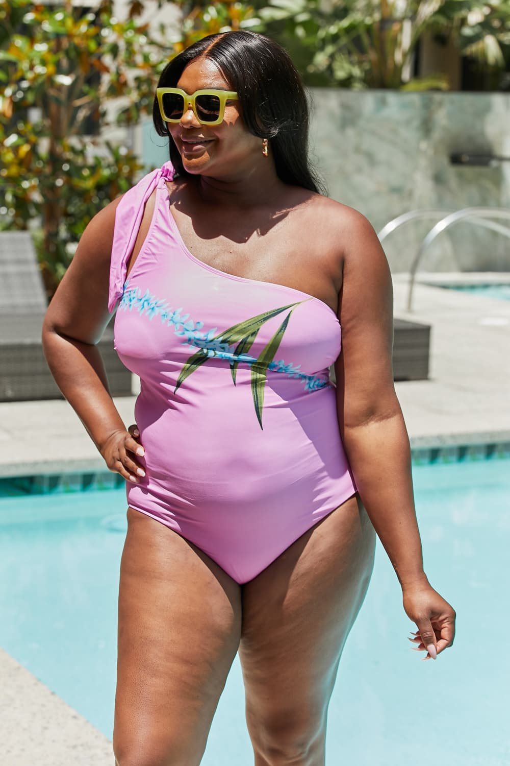 One Shoulder Swimsuit in Carnation Pink