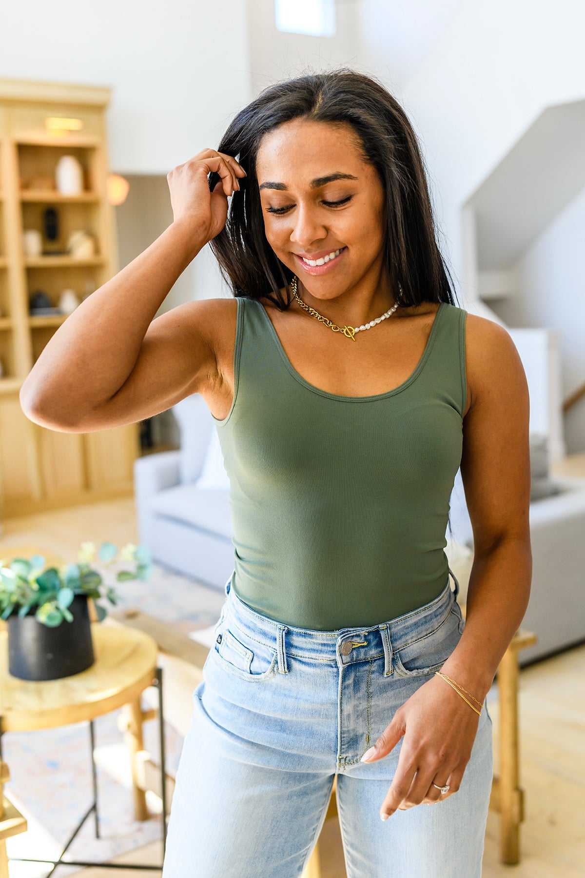 Carefree Seamless Reversible Tank in Olive