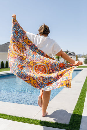 Luxury Beach Towel in Boho Medallions