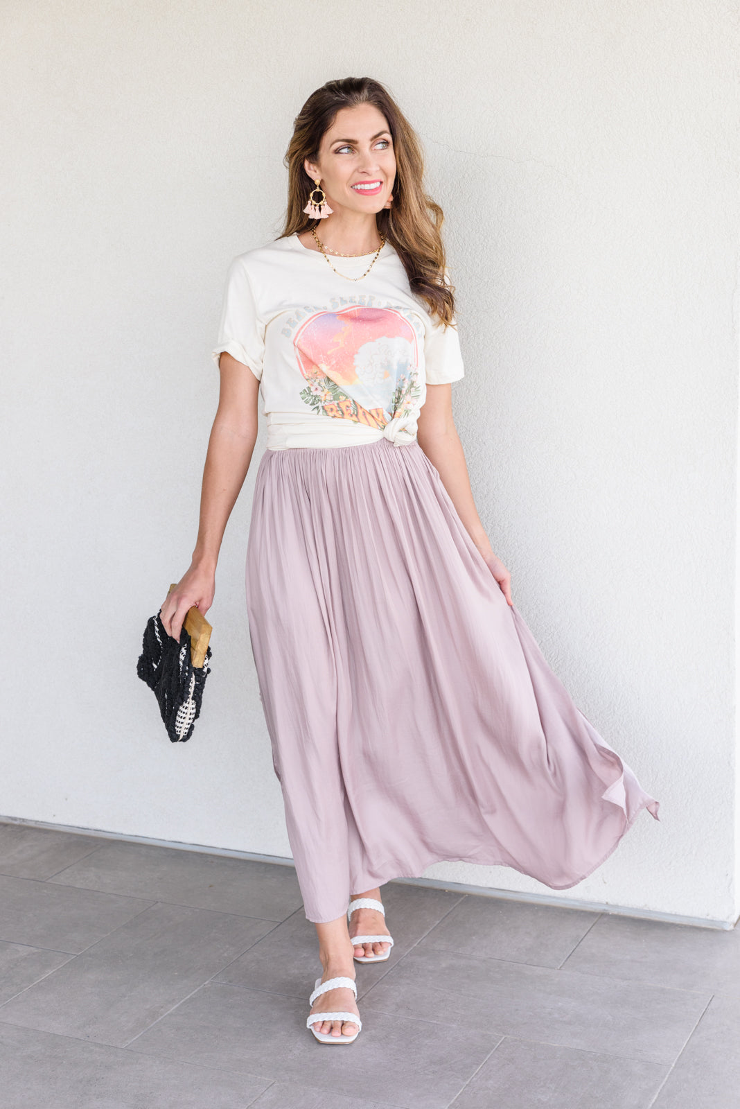 Get Away Maxi Skirt In Mauve