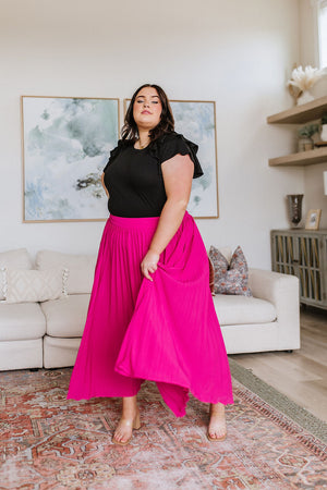 Just Too Hot Midi Skirt in Hot Pink