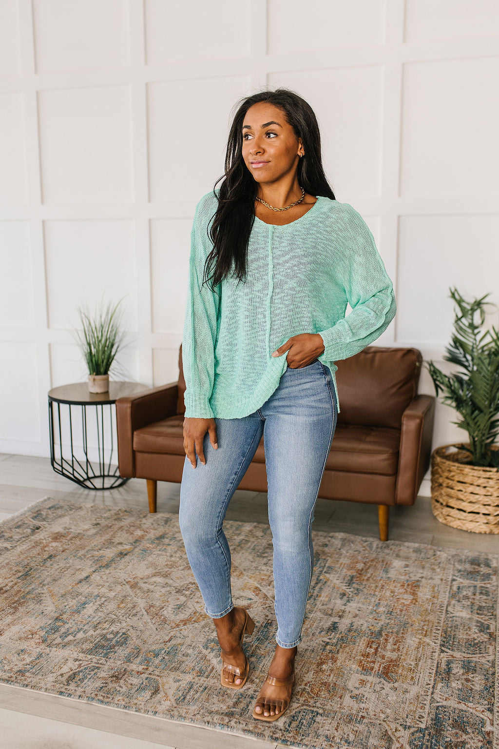 Relax With Me Knit Top in Aqua