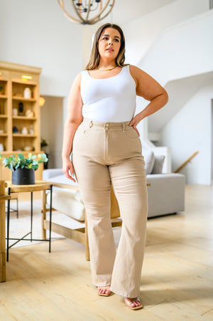 Serenity High Rise Tummy Control Flares in Khaki