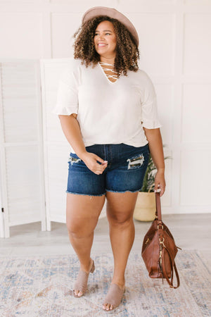 Unique Neckline Top in Ivory