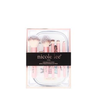 NICOLE LEE MAKEUP BRUSH SET W/ POUCH