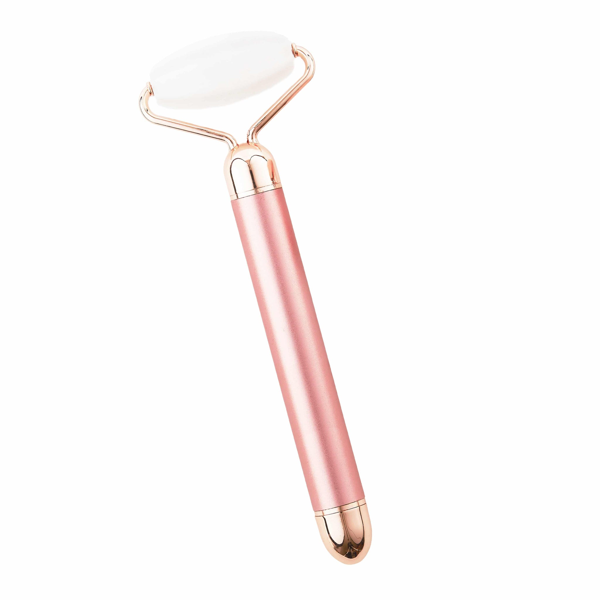 Premium Vibrating Rose Quartz Roller -Wavy Head -2 in 1 | 100% Facial Roller